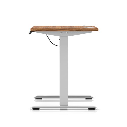 Air Lite 1000 x 600mm Height Adjustable Office Desk White Top Cable Ports Silver Leg