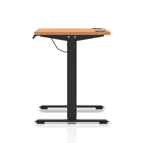 Air Lite 1200 x 600mm Height Adjustable Office Desk Beech Top Cable Ports Black Leg