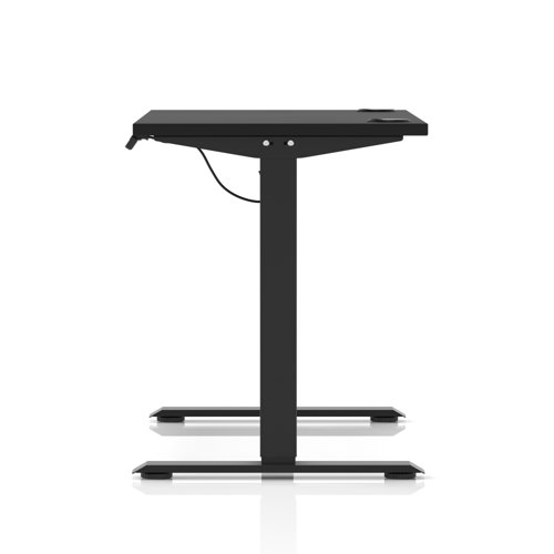 Air Lite 1200 x 600mm Height Adjustable Office Desk Black Top Cable Ports Black Leg