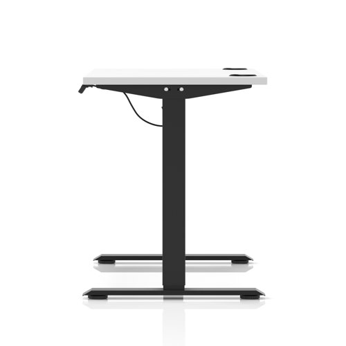 Air Lite 1200 x 600mm Height Adjustable Office Desk White Top Cable Ports Black Leg