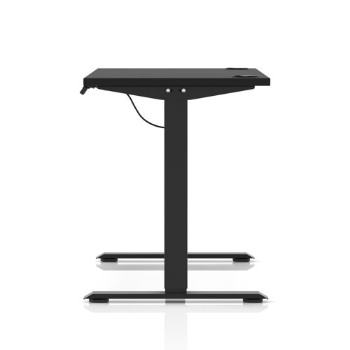 Air Lite 1400 x 600mm Height Adjustable Office Desk Black Top Cable Ports Black Leg