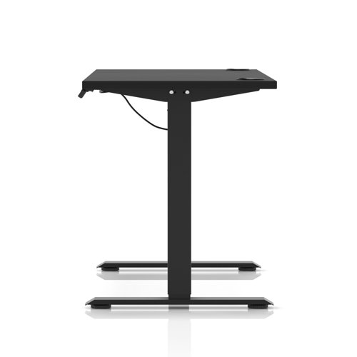 Air Lite 1600 x 600mm Height Adjustable Office Desk Black Top Cable Ports Black Leg