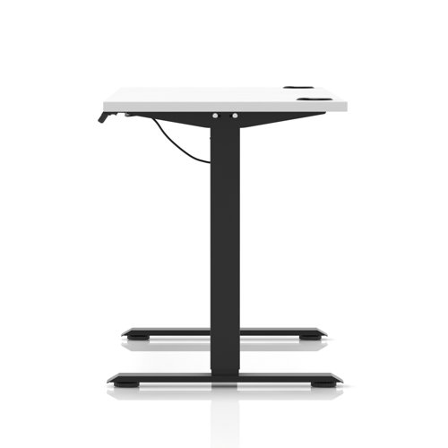 Air Lite 1600 x 600mm Height Adjustable Office Desk White Top Cable Ports Black Leg