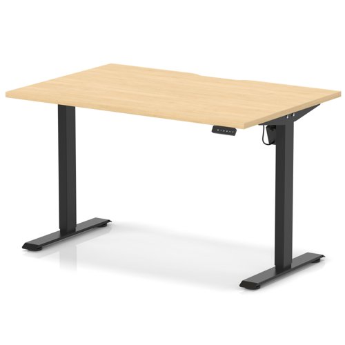 Air Lite 1200 x 800mm Scalloped Edge Height Adjustable Office Desk Maple Top Black Leg