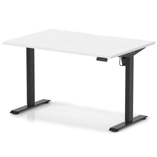 Air Lite 1200 x 800mm Scalloped Edge Height Adjustable Office Desk White Top Black Leg