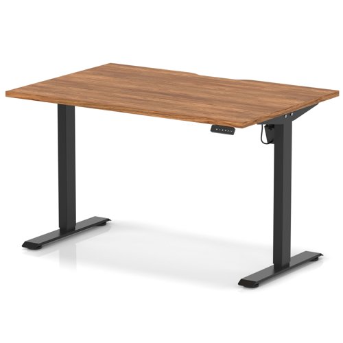 Air Lite 1200 x 800mm Scalloped Edge Height Adjustable Office Desk Walnut Top Black Leg