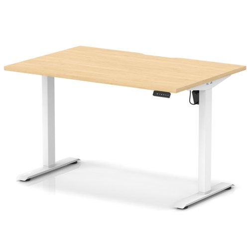 Air Lite 1200 x 800mm Scalloped Edge Height Adjustable Office Desk Maple Top White Leg