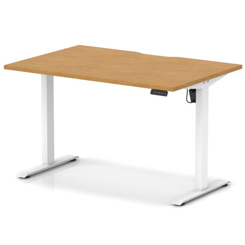 Air Lite 1200 x 800mm Scalloped Edge Height Adjustable Office Desk Oak Top White Leg