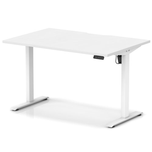 Air Lite 1200 x 800mm Scalloped Edge Height Adjustable Office Desk White Top White Leg