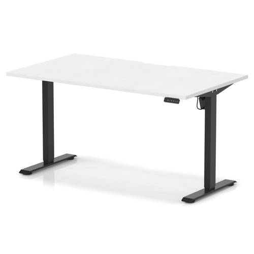 Air Lite 1400 x 800mm Scalloped Edge Height Adjustable Office Desk White Top Black Leg