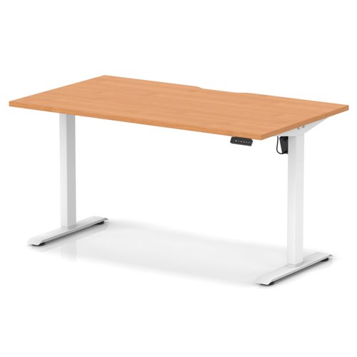 Air Lite 1400 x 800mm Scalloped Edge Height Adjustable Office Desk Beech Top White Leg