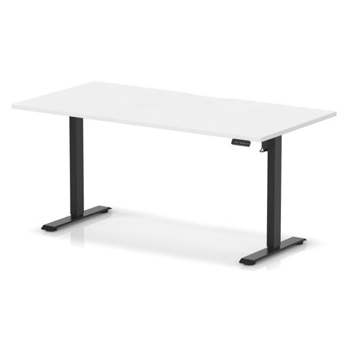 Air Lite 1600 x 800mm Scalloped Edge Height Adjustable Office Desk White Top Black Leg