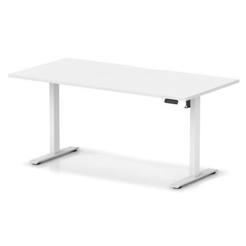 Air Lite 1600 x 800mm Scalloped Edge Height Adjustable Office Desk White Top White Leg