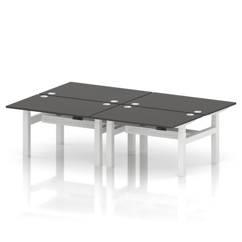 Air Back-to-Back 1200 x 800mm Height Adjustable 4 Person Office Bench Desk Carbon Grey Top with Cable Ports White Frame