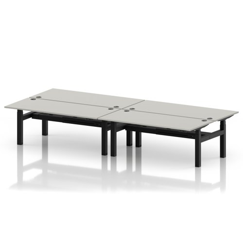Air Back-to-Back 1800 x 800mm Height Adjustable 4 Person Office Bench Desk Dove Grey Top with Cable Ports Black Frame