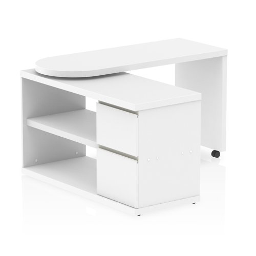 Fleur L Desk with Pedestal White