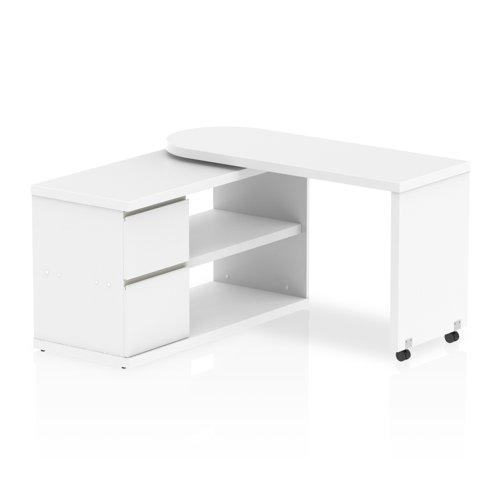HO00101 Fleur L Desk with Pedestal White