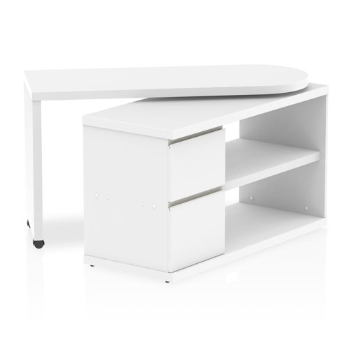 Fleur L Desk with Pedestal White