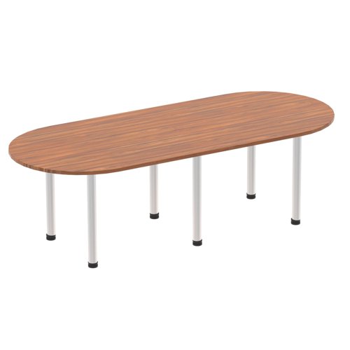 Dynamic Impulse 2400mm Boardroom Table Walnut Top Silver Post Leg I000144