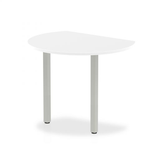 Dynamic Impulse 1000mm Conference Radial End Table White Top Silver Post Leg I000197