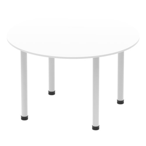 Dynamic Impulse 1200mm Round Table White Top Silver Post Leg I000200  25705DY