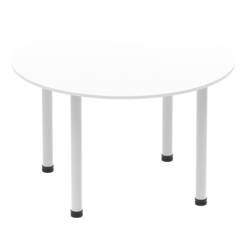 Dynamic Impulse 1200mm Round Table White Top Silver Post Leg I000200  25705DY