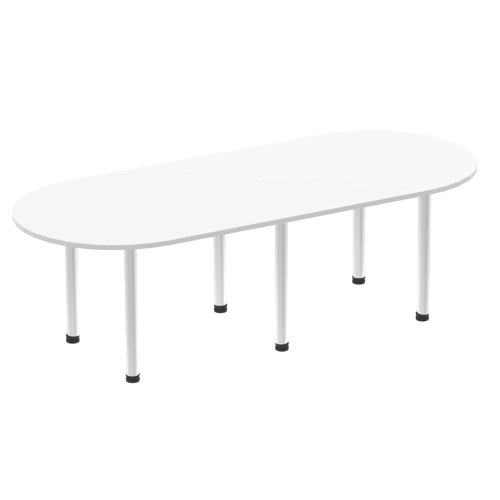 Dynamic Impulse 2400mm Boardroom Table White Top Silver Post Leg I000204