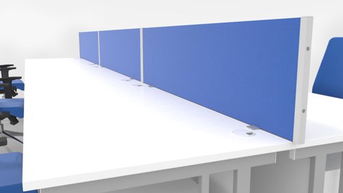 Impulse Straight Screen W1600 D25 x H400mm Blue With Silver Frame - I000269 Desk Mounted Screens 23295DY