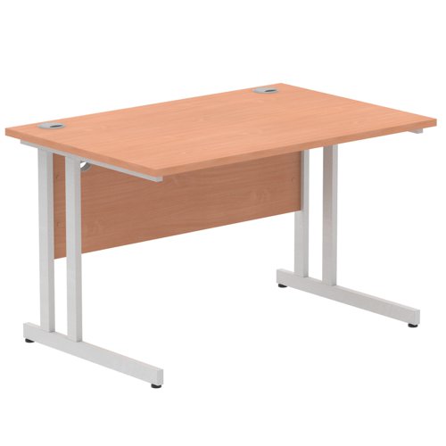 I000283 Impulse 1200 x 800mm Straight Office Desk Beech Top Silver Cantilever Leg