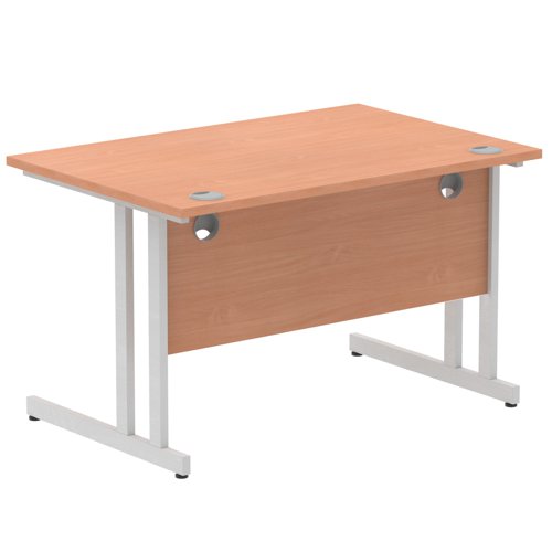 Impulse 1200 x 800mm Straight Office Desk Beech Top Silver Cantilever Leg