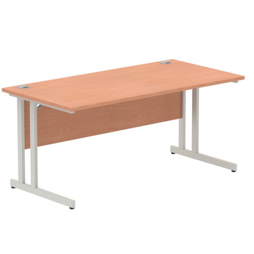 Impulse 1600 x 800mm Straight Office Desk Beech Top Silver Cantilever Leg