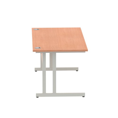 I000285 Impulse 1600 x 800mm Straight Office Desk Beech Top Silver Cantilever Leg