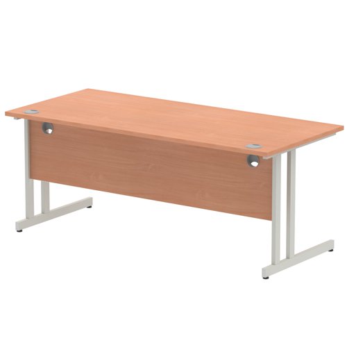 Impulse 1800 x 800mm Straight Office Desk Beech Top Silver Cantilever Leg