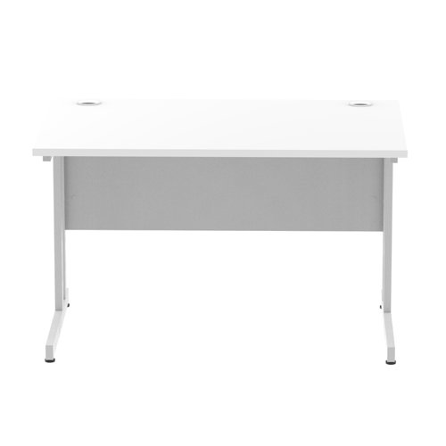 Impulse 1200 x 800mm Straight Office Desk White Top Silver Cantilever Leg