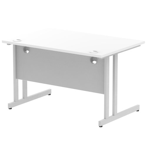 Impulse 1200 x 800mm Straight Office Desk White Top Silver Cantilever Leg