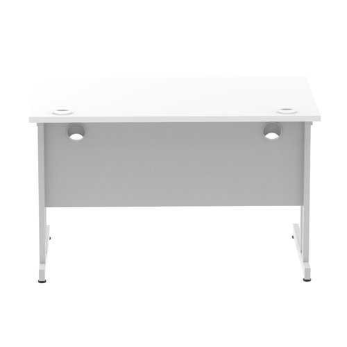 I000305 Impulse 1200 x 800mm Straight Office Desk White Top Silver Cantilever Leg