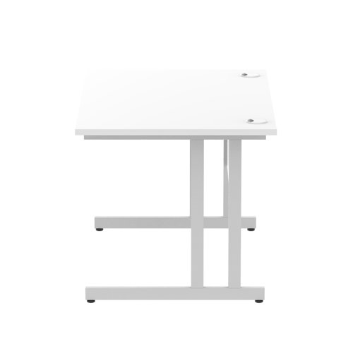 I000305 Impulse 1200 x 800mm Straight Office Desk White Top Silver Cantilever Leg