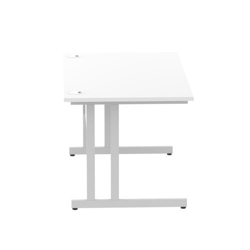Impulse 1400 x 800mm Straight Office Desk White Top Silver Cantilever Leg