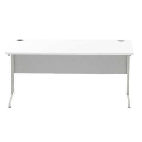 I000307 Impulse 1600 x 800mm Straight Office Desk White Top Silver Cantilever Leg