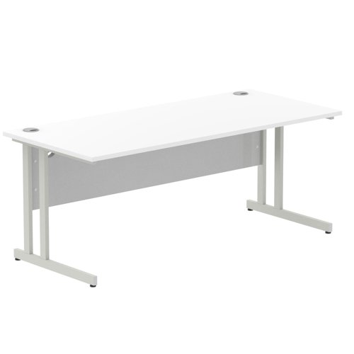 I000308 Impulse 1800 x 800mm Straight Office Desk White Top Silver Cantilever Leg