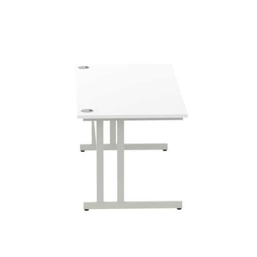I000308 Impulse 1800 x 800mm Straight Office Desk White Top Silver Cantilever Leg