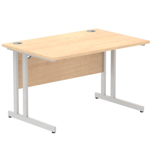 Impulse 1200 x 800mm Straight Office Desk Maple Top Silver Cantilever Leg