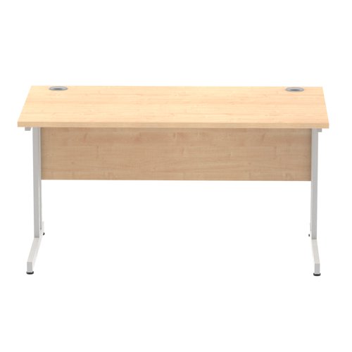 Impulse 1400 x 800mm Straight Office Desk Maple Top Silver Cantilever Leg