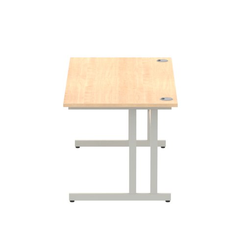 Impulse 1600 x 800mm Straight Office Desk Maple Top Silver Cantilever Leg