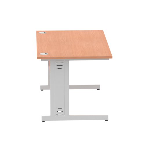 Impulse 1400 x 800mm Straight Office Desk Beech Top Silver Cable Managed Leg