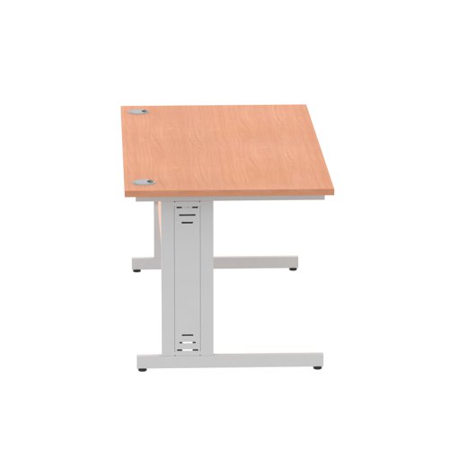 Impulse 1600 x 800mm Straight Office Desk Beech Top Silver Cable Managed Leg