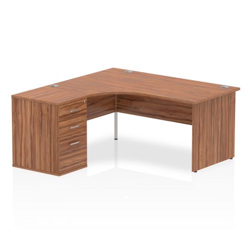 Impulse 1600 Left Hand Panel End Workstation 600 Pedestal Bundle Walnut