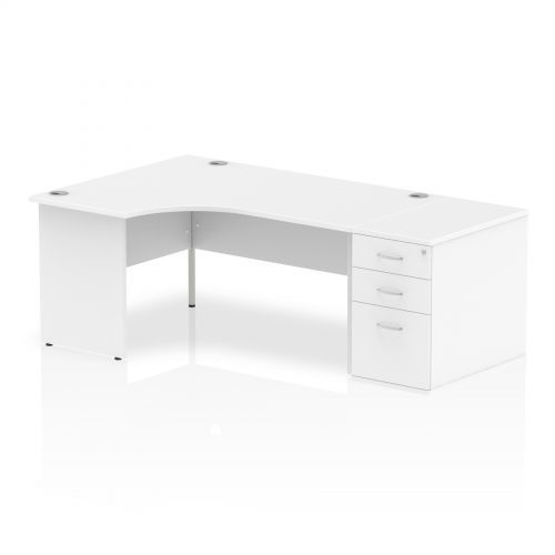 Impulse 1600 Left Hand Panel End Workstation 800 Pedestal Bundle White