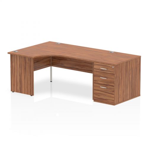 Impulse 1600 Left Hand Panel End Workstation 800 Pedestal Bundle Walnut