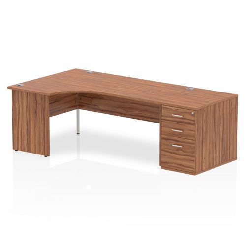 Impulse 1800 Left Hand Panel End Workstation 800 Pedestal Bundle Walnut